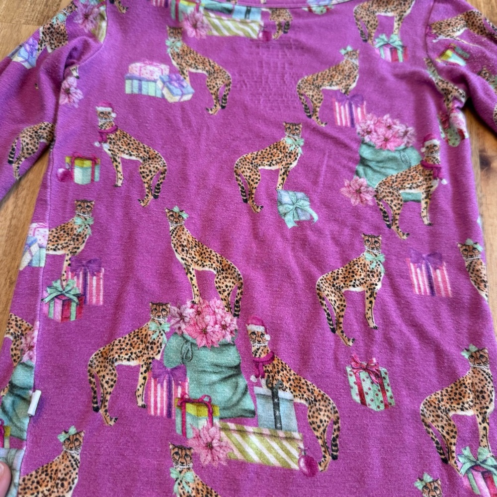 Posh Peanut Holiday Cheetah Bamboo Viscose Pajama Set Purple 2T PJ Long Sleeve - Picture 8 of 8